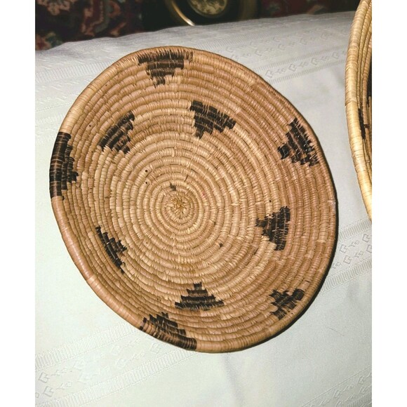 VTG Botswana Coiled Basket Bowl Set 2"Flight of the Swallows" Pattern hand woven - Picture 4 of 16